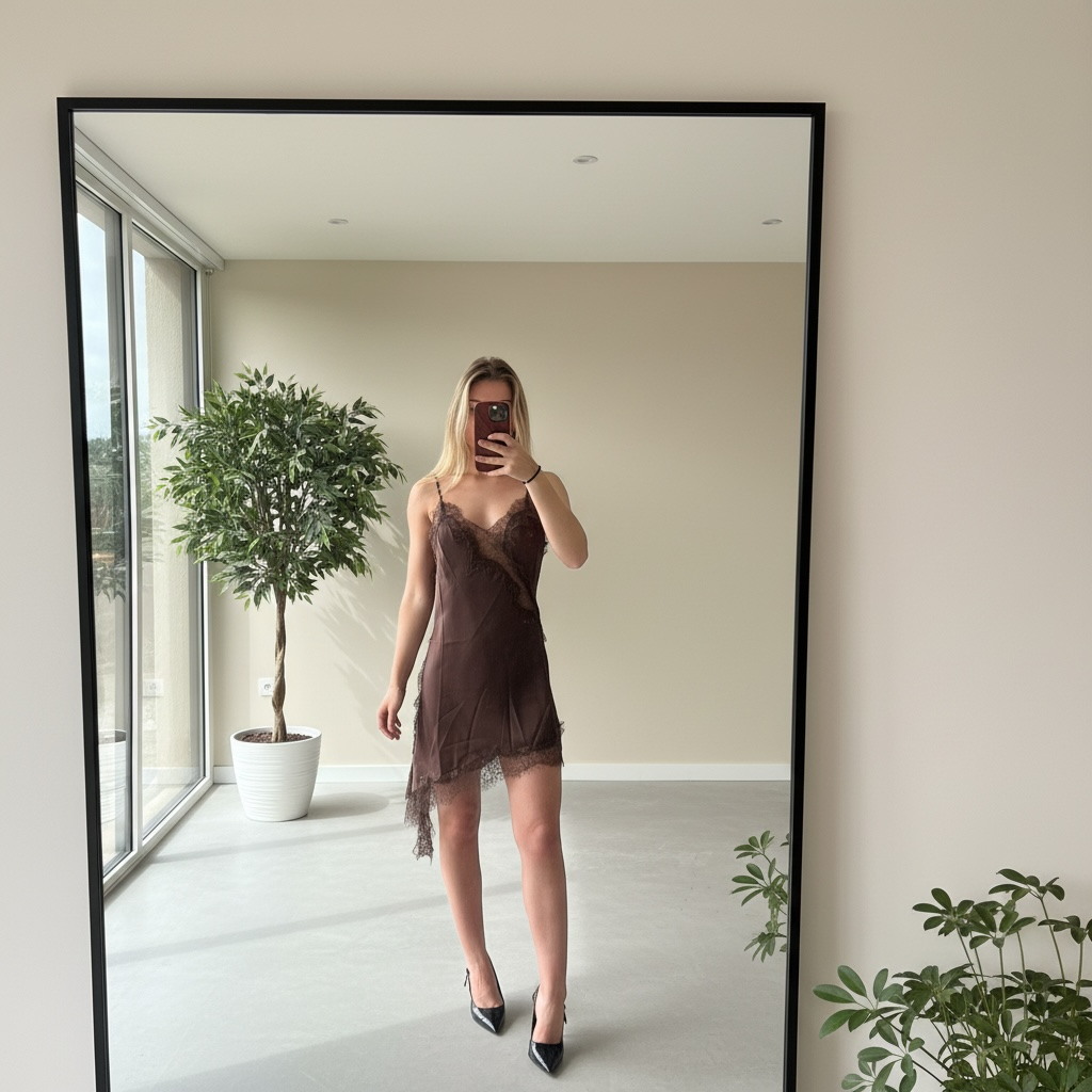 Robe marron satin
