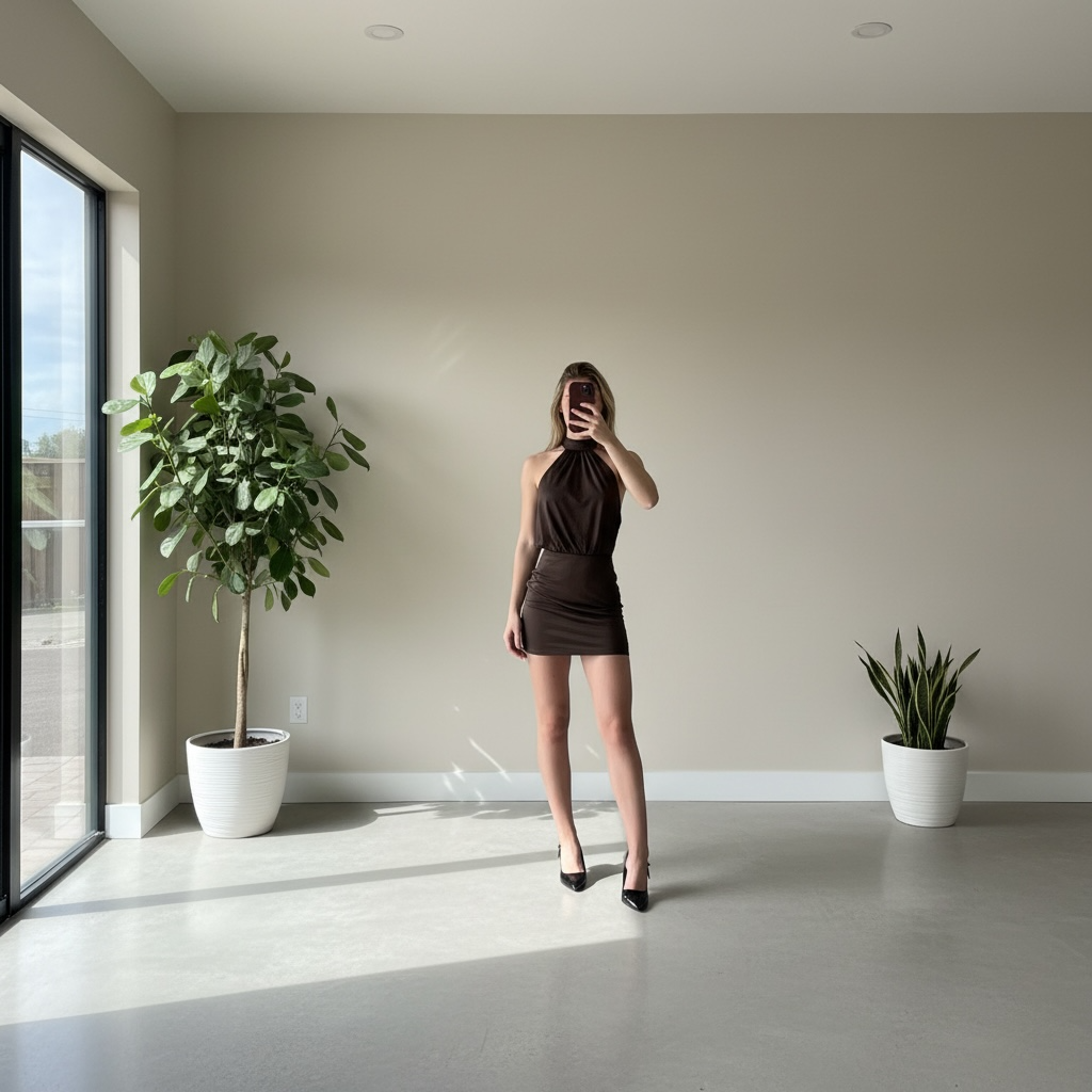 Robe courte drapée dos nu