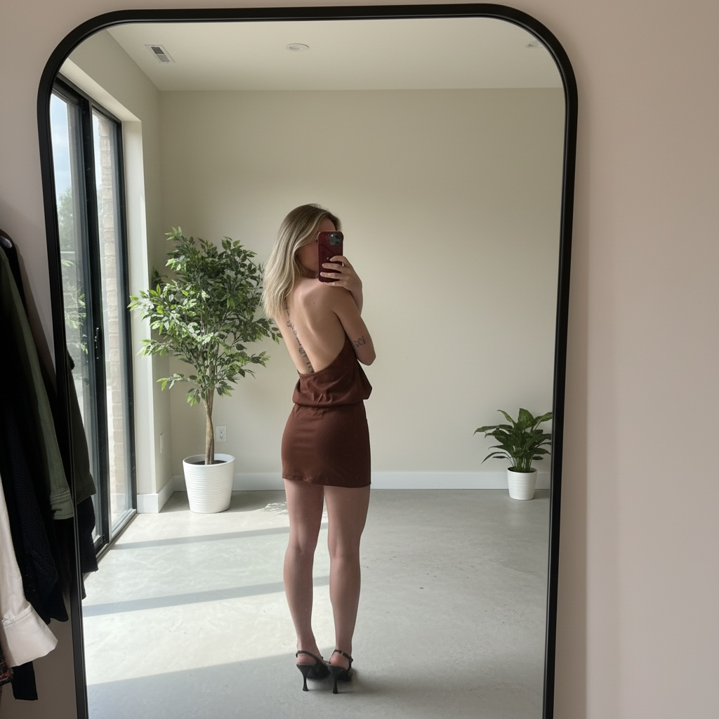 Robe courte dos nu marron