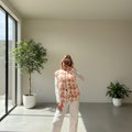 Veste sans manches en polaire douce à fleurs roses