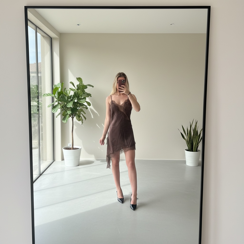 Robe marron satin